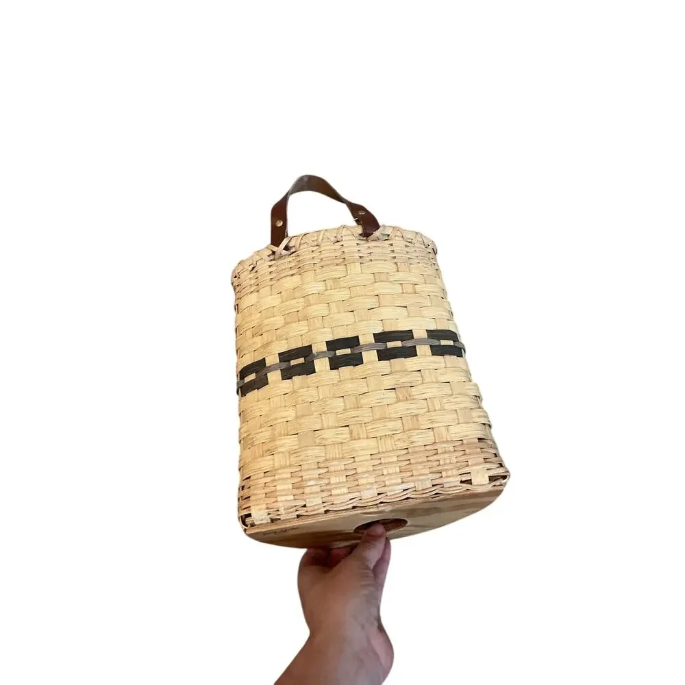 Handmade Wicker Basket Bag‎ Holder Sara Miller Farmhouse County Rustic Striped